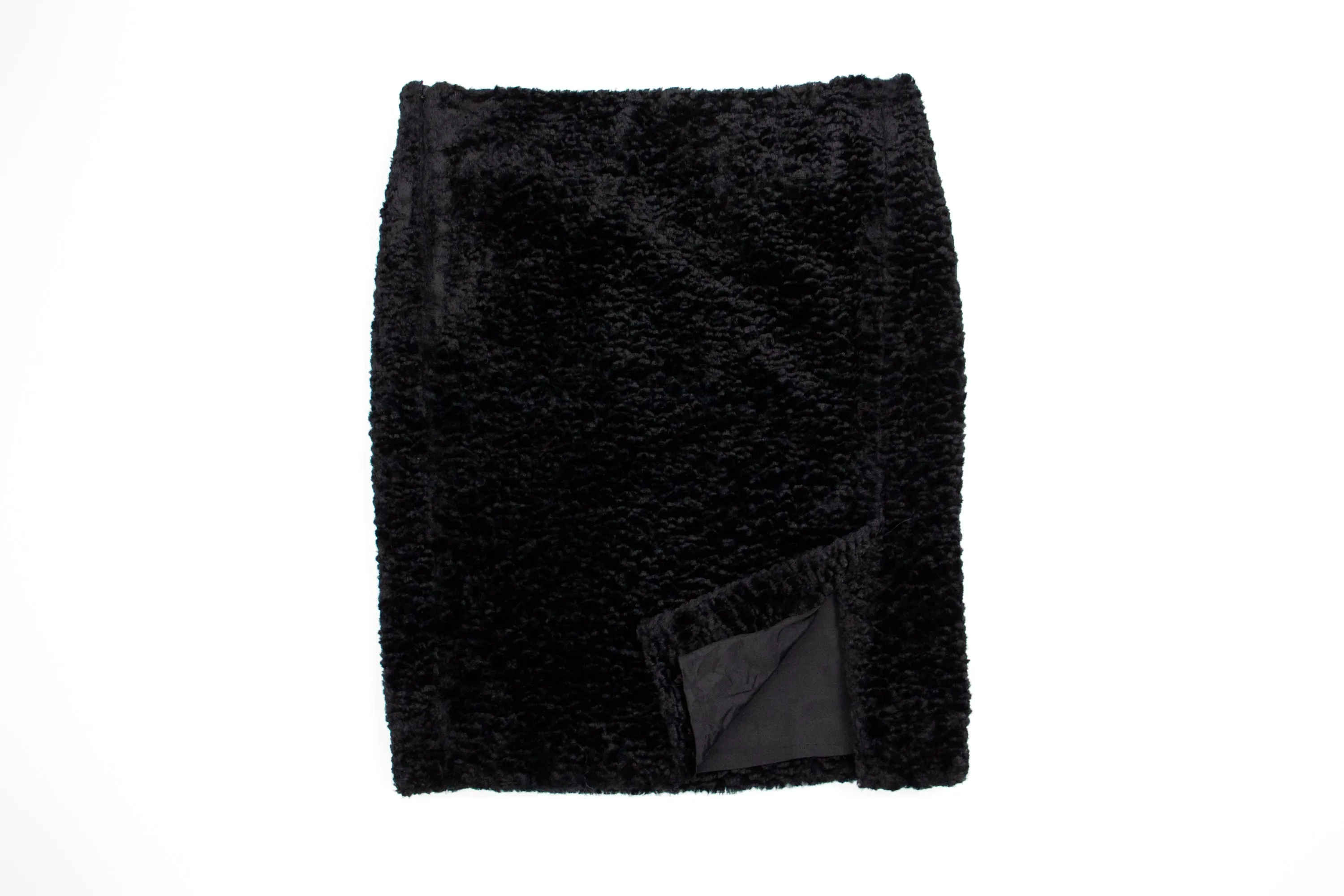 ACNE Faux Fur Black Pencil Skirt, SIZE 36, USA 6