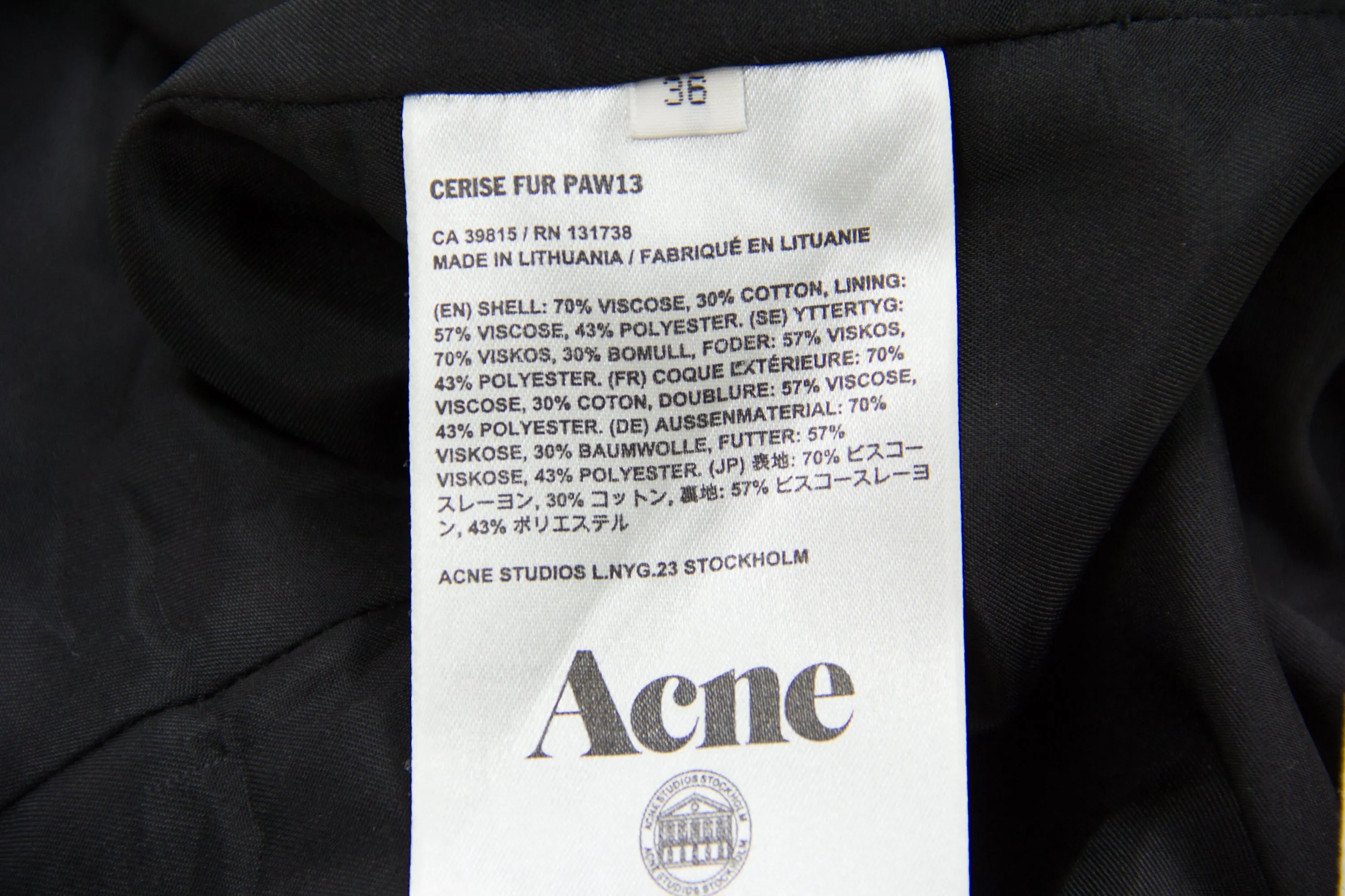 ACNE Faux Fur Black Pencil Skirt, SIZE 36, USA 6