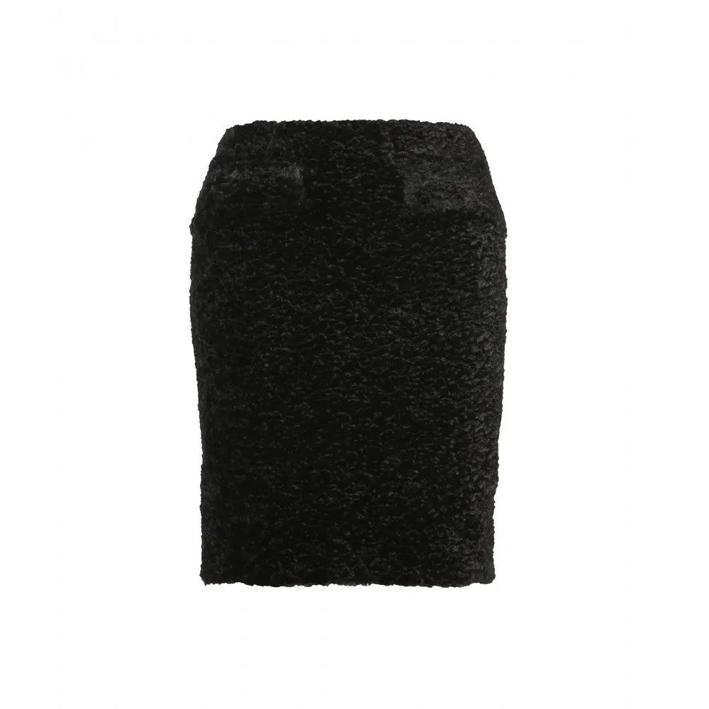 ACNE Faux Fur Black Pencil Skirt, SIZE 36, USA 6