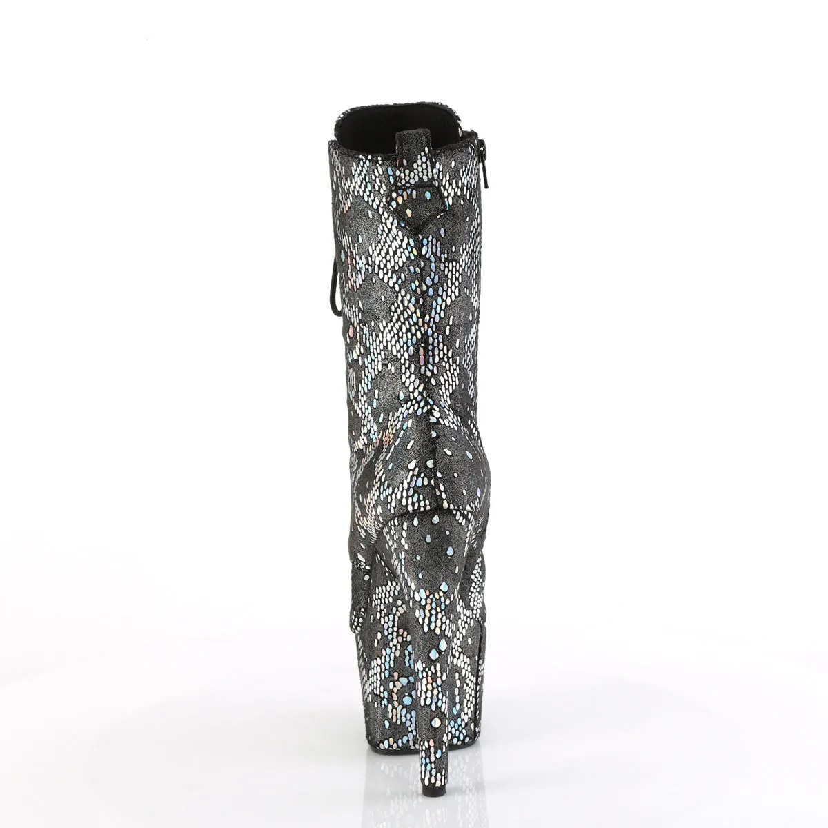 ADORE-1040SPF Pleaser Silver Metallic Holo Snake Print Fabric Sexy Platform Shoes (Pole Dancing Heels)