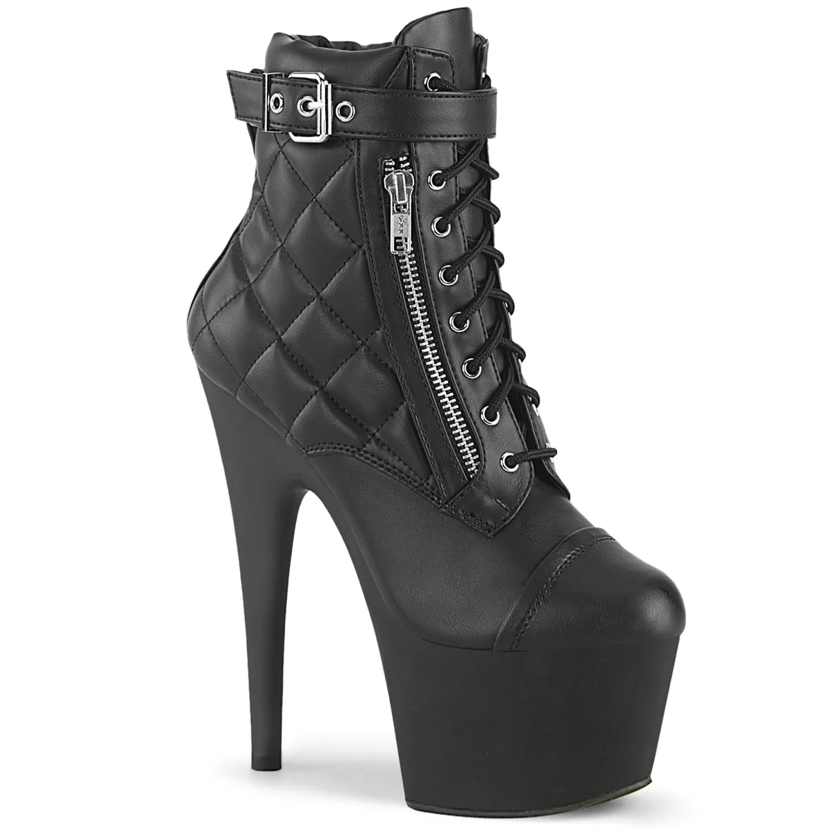 ADORE-700-05 Pleaser Black Faux Leather Sexy Platform Shoes (Pole Dancing Heels)