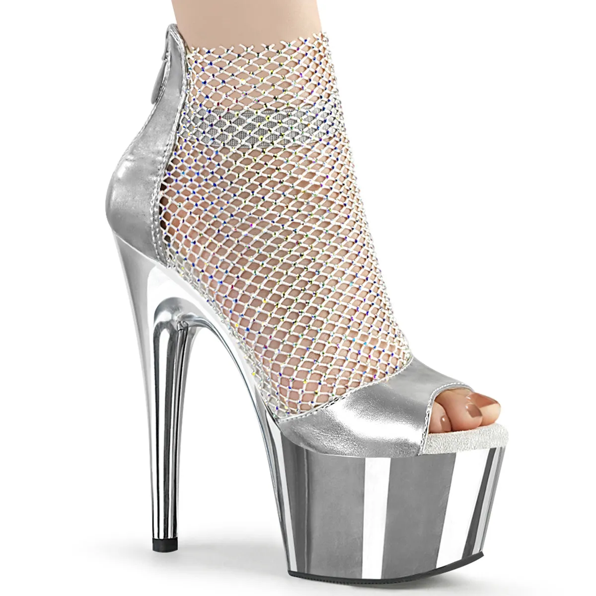 ADORE-765RM Pleaser Silver Sexy Platform Shoes (Pole Dancing Heels)