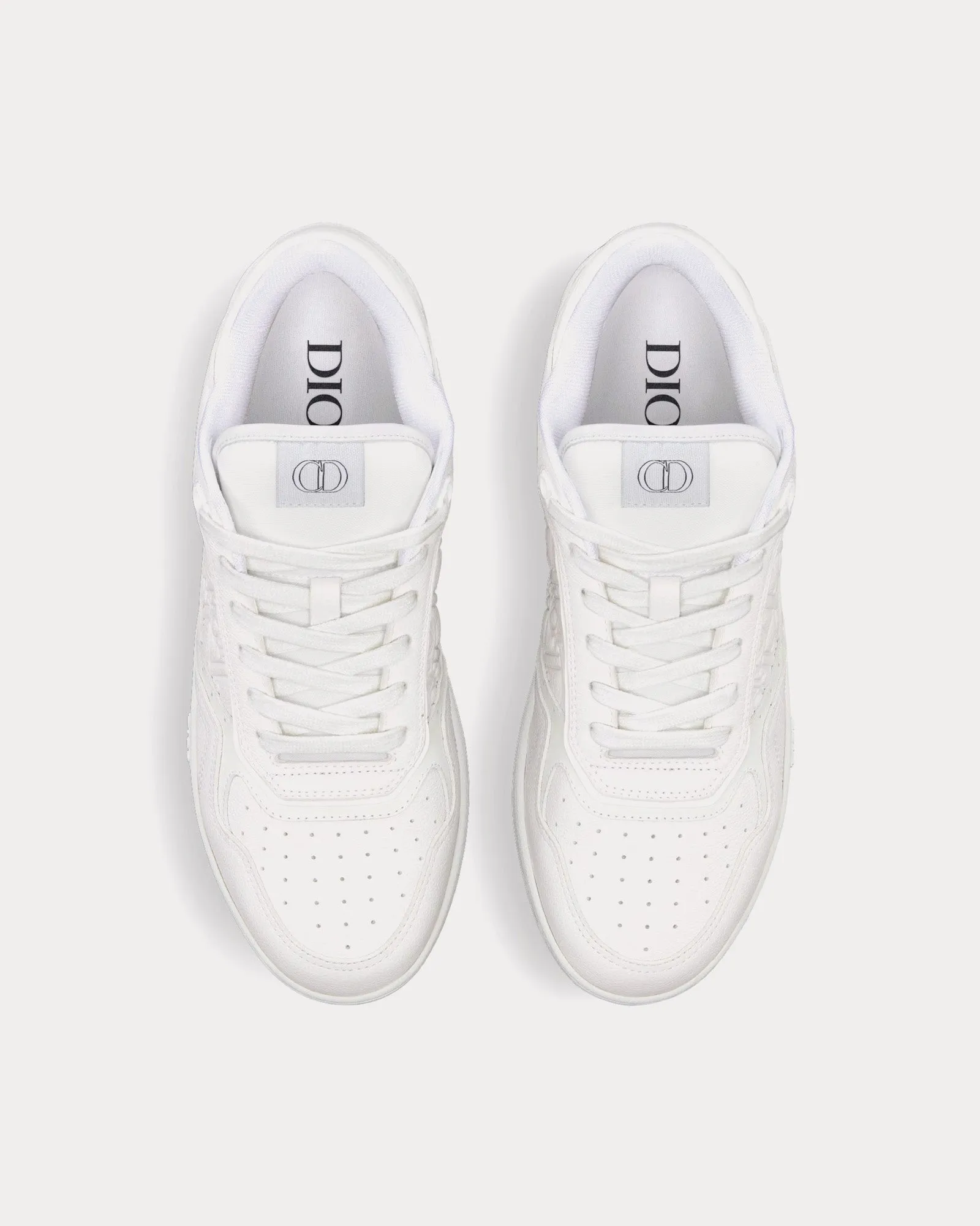 B27 White Grained Calfskin and White Dior Gravity Leather Low Top Sneakers