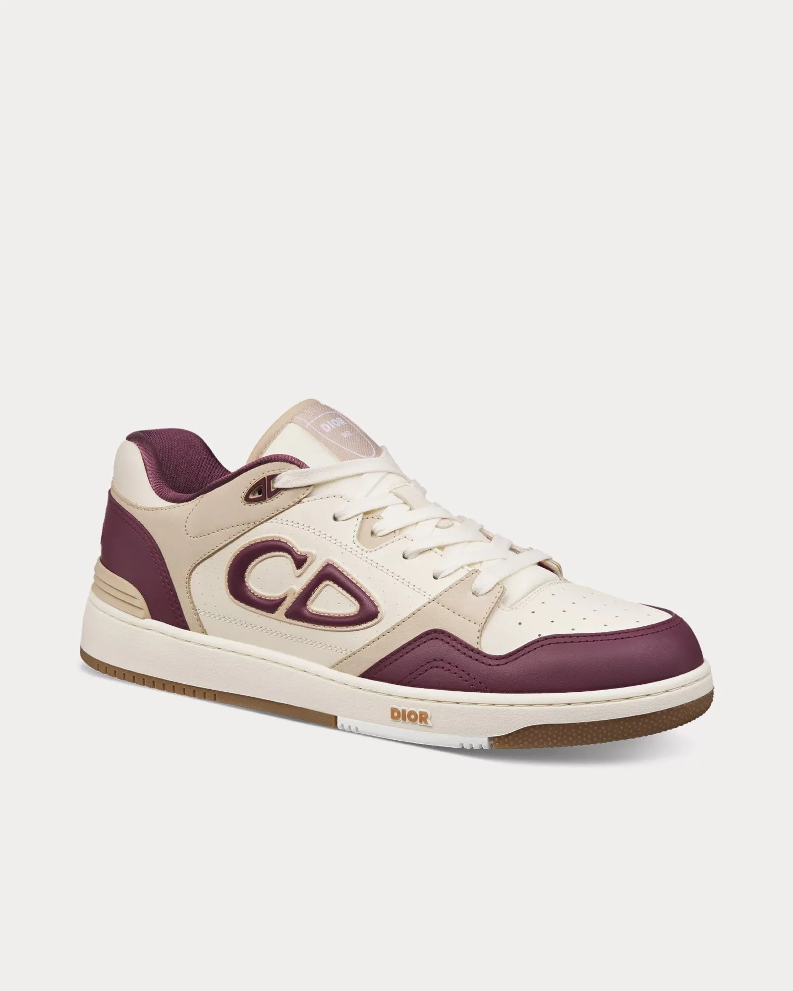 B57 Burgundy and Cream Smooth Calfskin with Beige Suede Low Top Sneakers