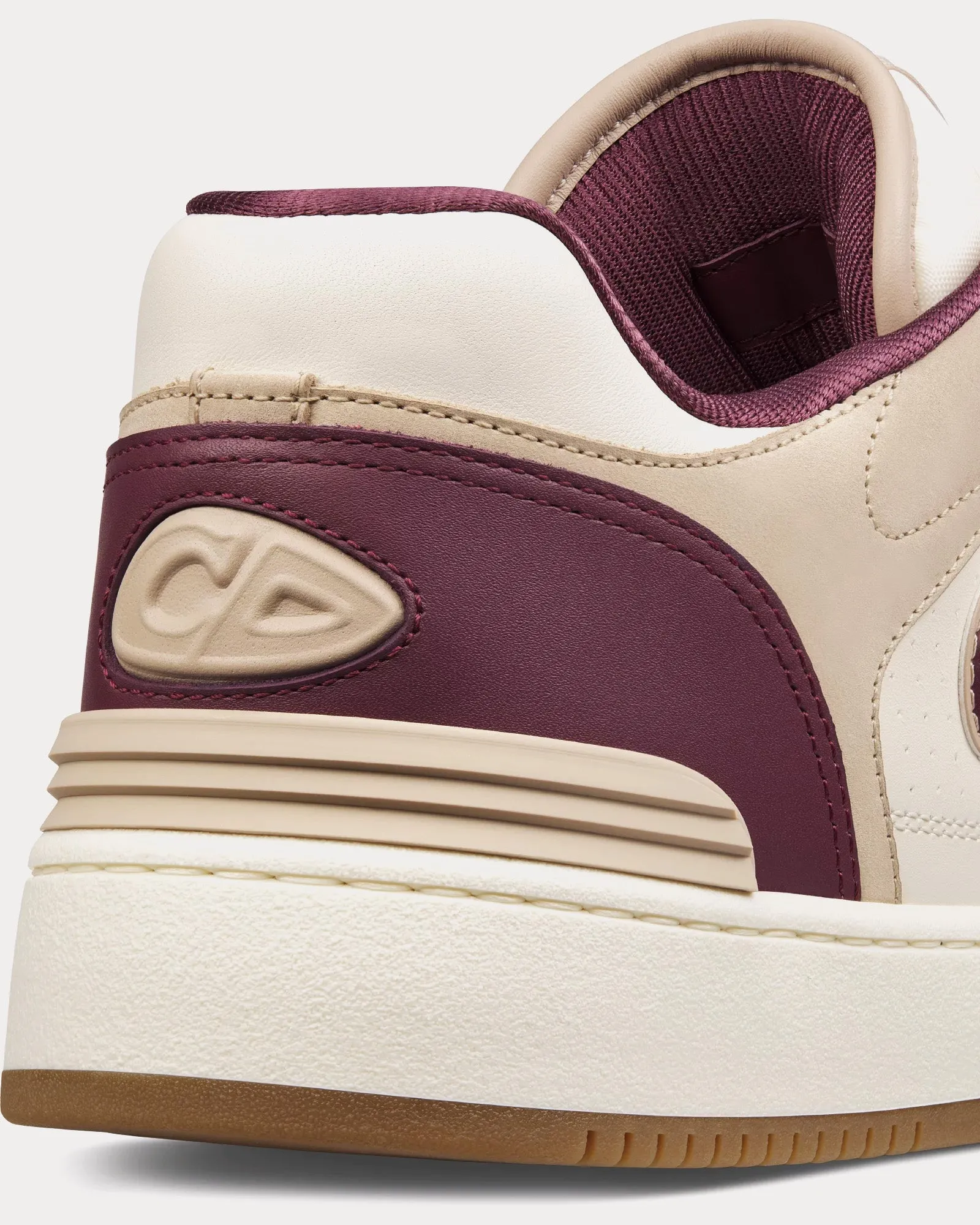 B57 Burgundy and Cream Smooth Calfskin with Beige Suede Low Top Sneakers