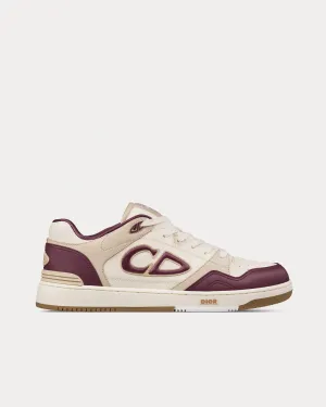 B57 Burgundy and Cream Smooth Calfskin with Beige Suede Low Top Sneakers