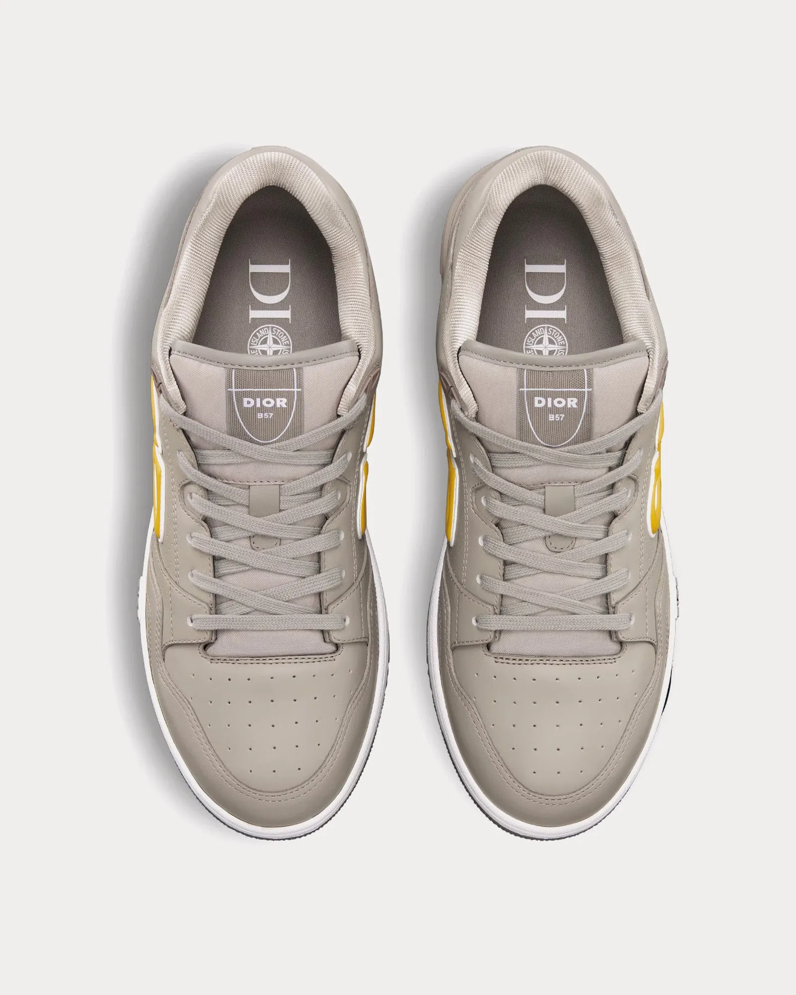 B57 Limited & Numbered Edition Gray and Yellow Smooth Calfskin Low Top Sneakers