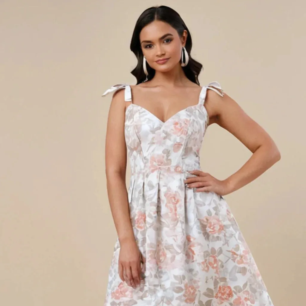 Blush Bloom Tie-Strap Midi Dress