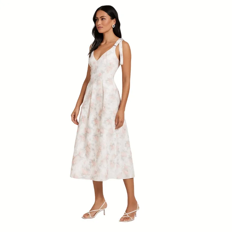 Blush Bloom Tie-Strap Midi Dress