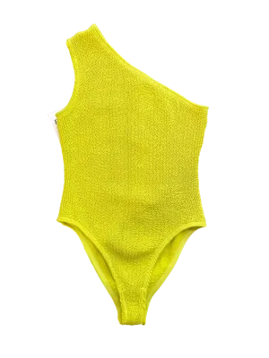 Bottega Veneta One-Shoulder Crinkled Swimsuit UK S