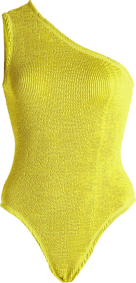 Bottega Veneta One-Shoulder Crinkled Swimsuit UK S