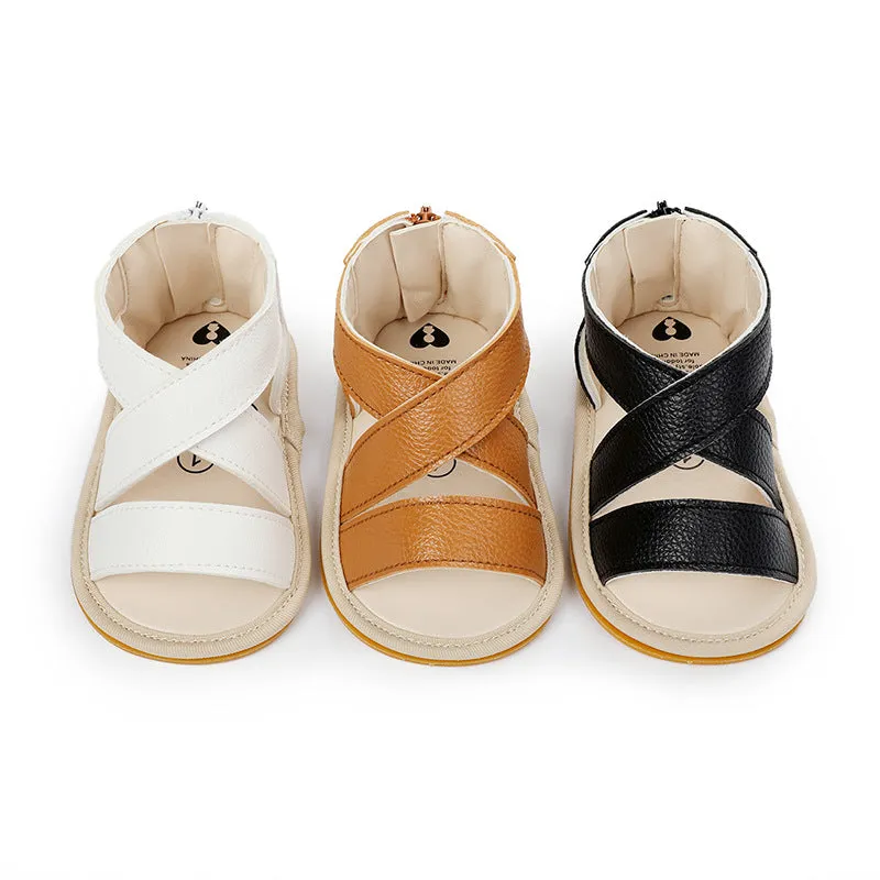 Breathable Rubber Sole Back Zipper Unisex Sandals