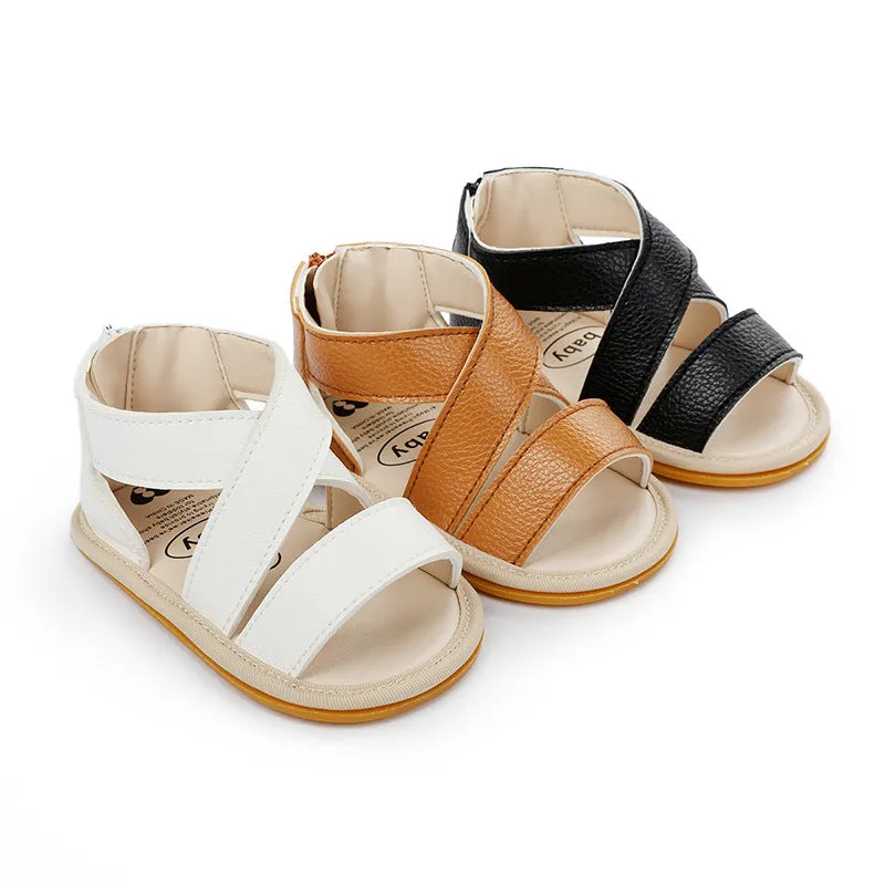 Breathable Rubber Sole Back Zipper Unisex Sandals