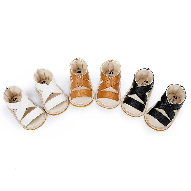 Breathable Rubber Sole Back Zipper Unisex Sandals