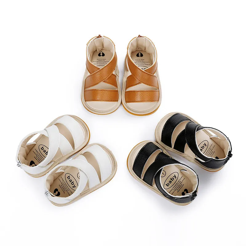 Breathable Rubber Sole Back Zipper Unisex Sandals