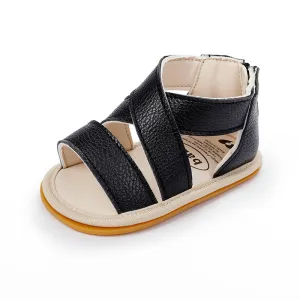 Breathable Rubber Sole Back Zipper Unisex Sandals