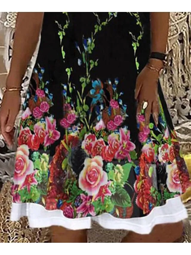 Casual Dress Midi Dress Red black Sleeveless Print Print Spring Summer Crew Neck Vacation Weekend  S M L XL XXL XXXL for Women