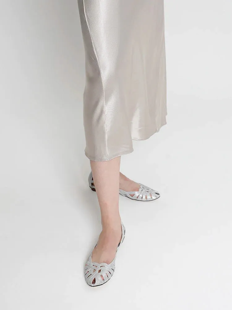 Celina Glitter Weaved Flats