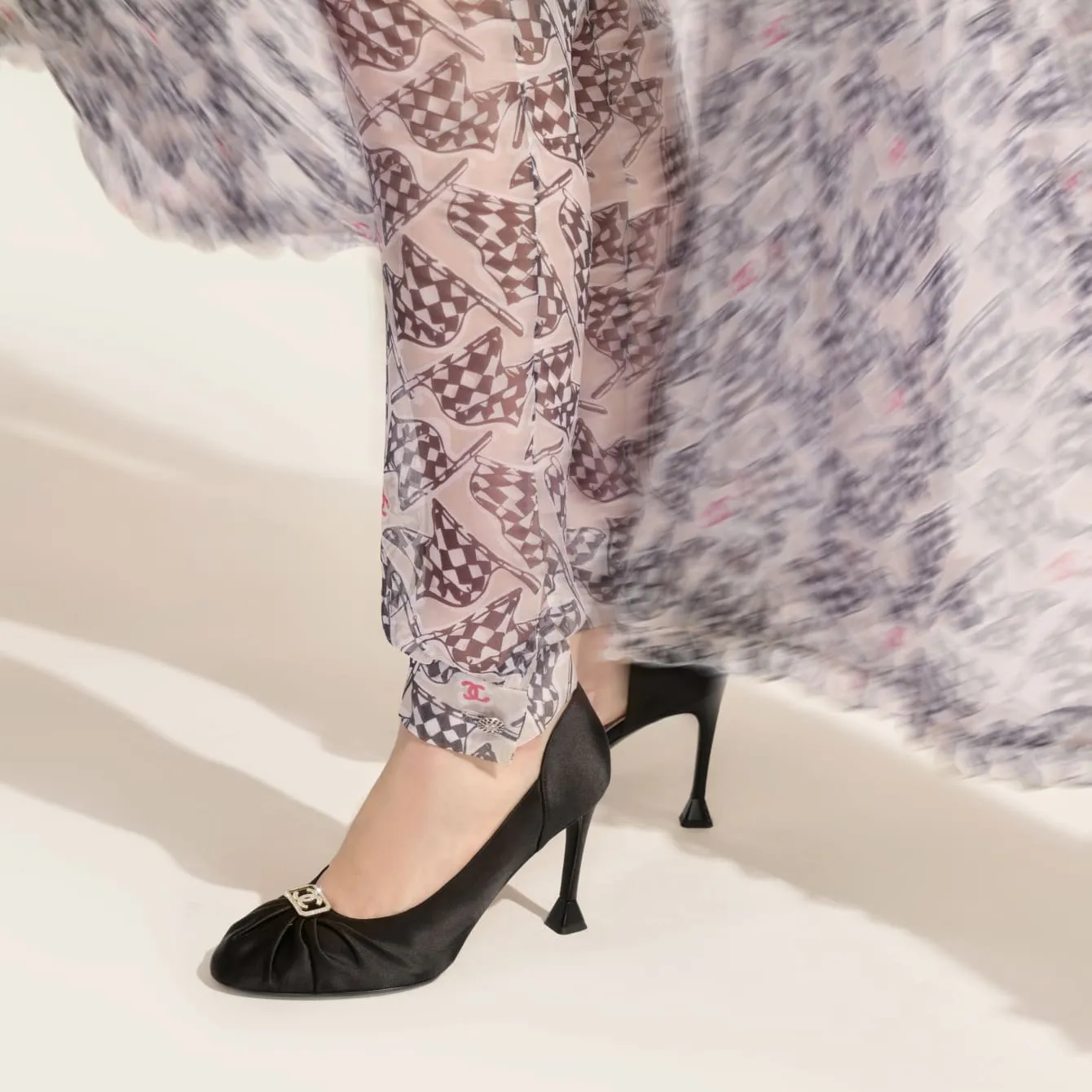 Chanel Shoes, Black Satin Pumps (size 39.5)