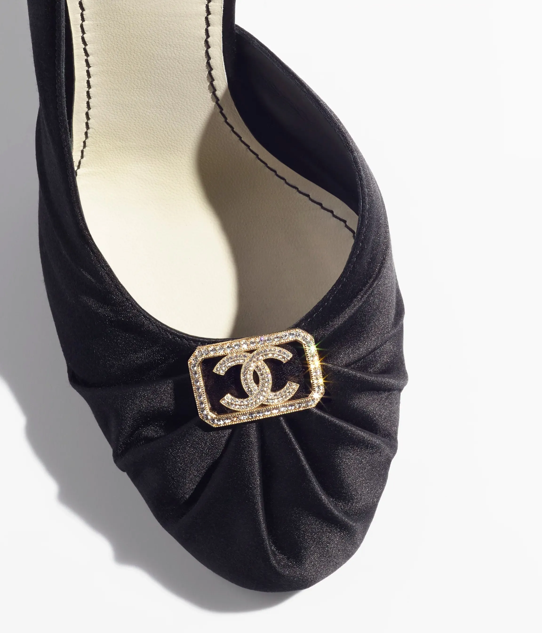 Chanel Shoes, Black Satin Pumps (size 39.5)