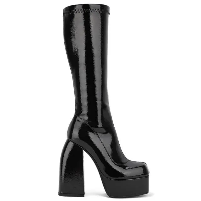 CHUNKY HIGH HEEL PLATFORM BOOTS
