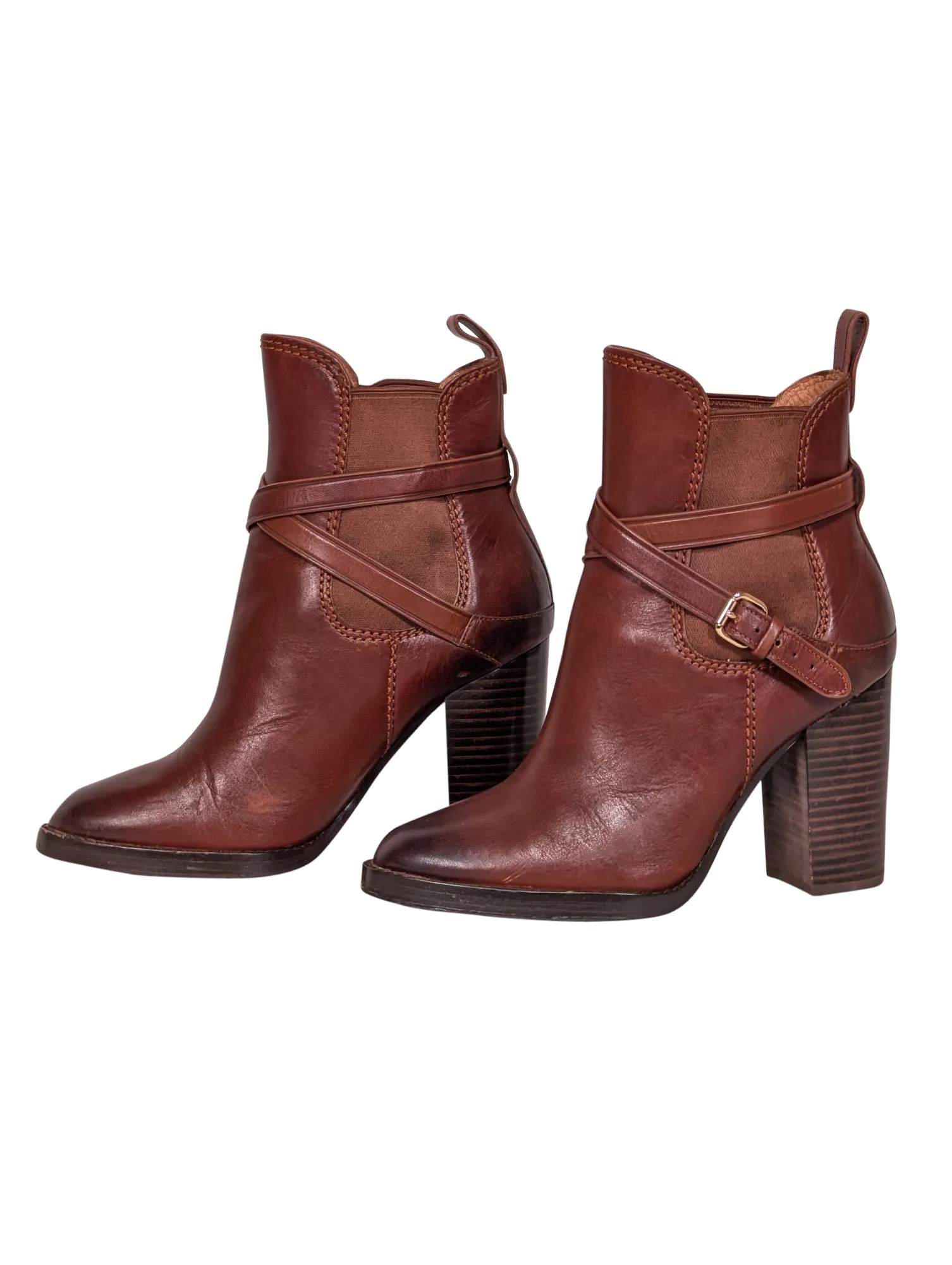 Coach - Cognac Brown Leather Short Boots Sz 8.5
