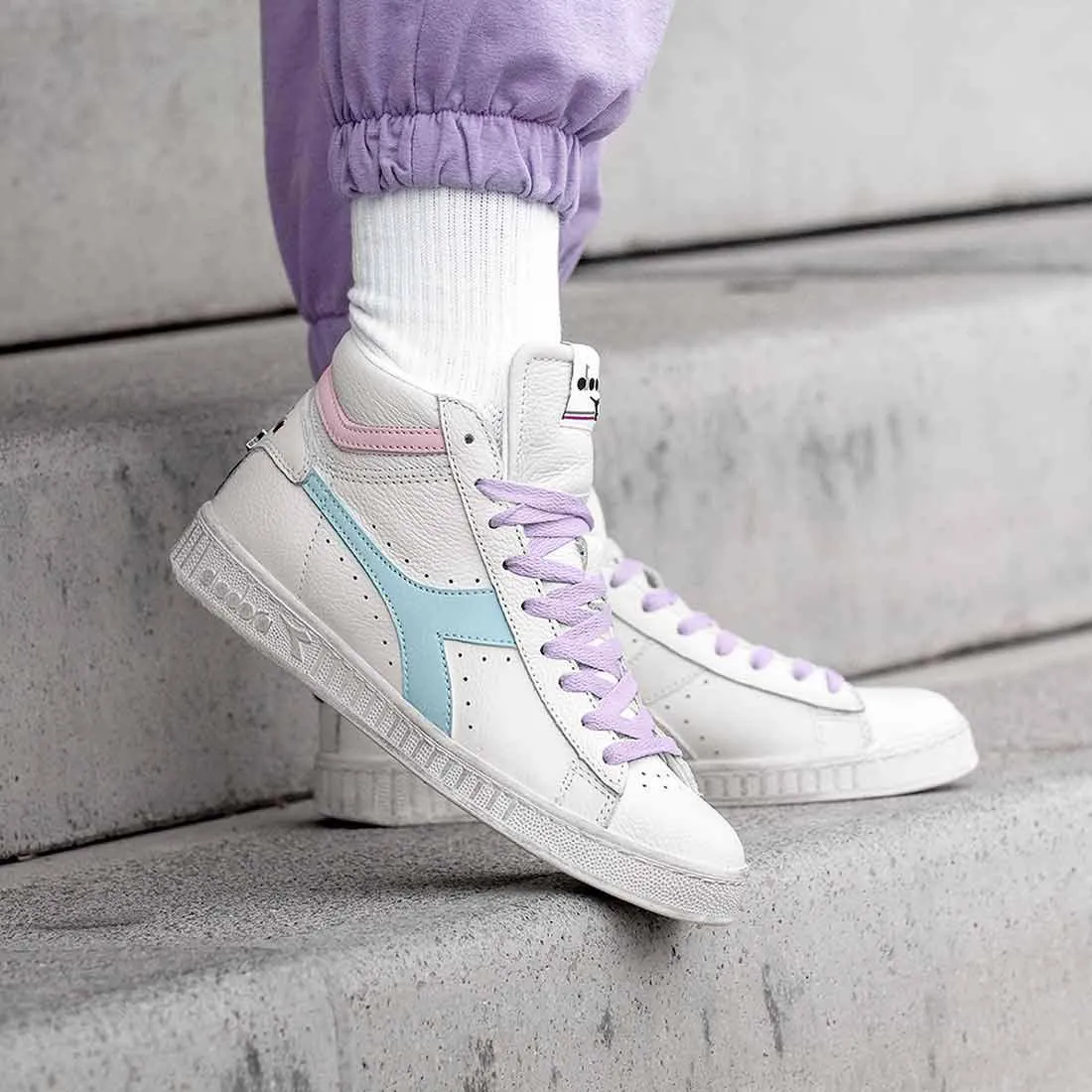 Diadora Game High Azzurre e Rosa Pastello
