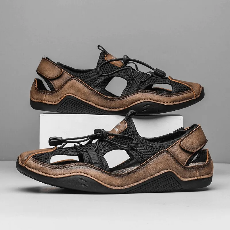 Fashion Outdoor Non-slip Leather Sandals for Men / Male Breathable Casual Shoes