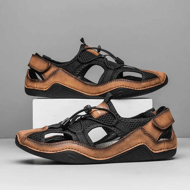Fashion Outdoor Non-slip Leather Sandals for Men / Male Breathable Casual Shoes