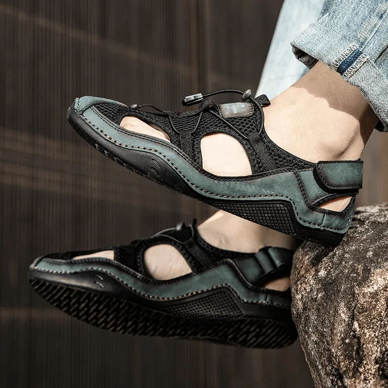 Fashion Outdoor Non-slip Leather Sandals for Men / Male Breathable Casual Shoes