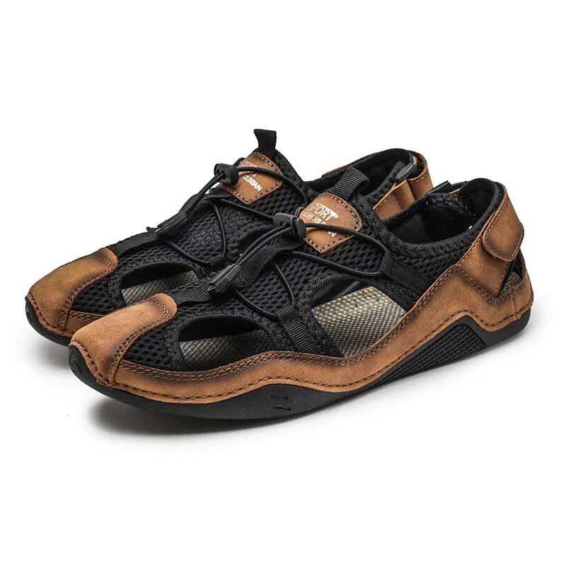 Fashion Outdoor Non-slip Leather Sandals for Men / Male Breathable Casual Shoes