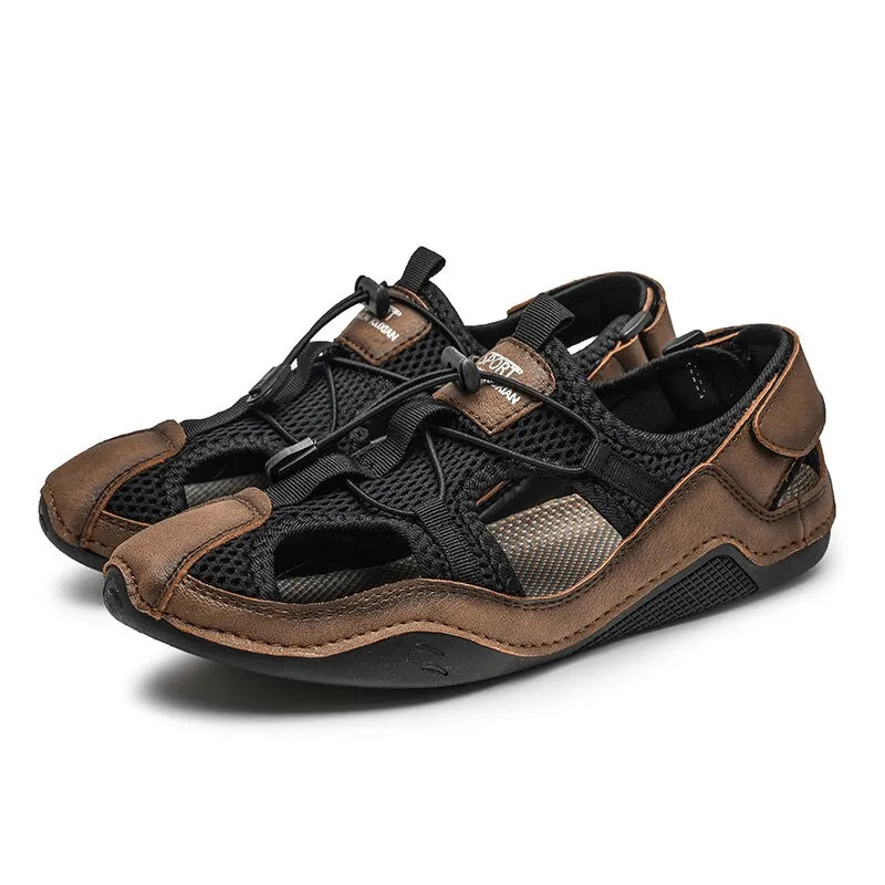 Fashion Outdoor Non-slip Leather Sandals for Men / Male Breathable Casual Shoes