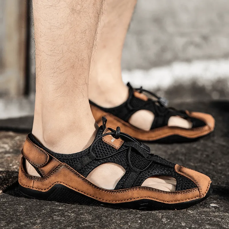 Fashion Outdoor Non-slip Leather Sandals for Men / Male Breathable Casual Shoes