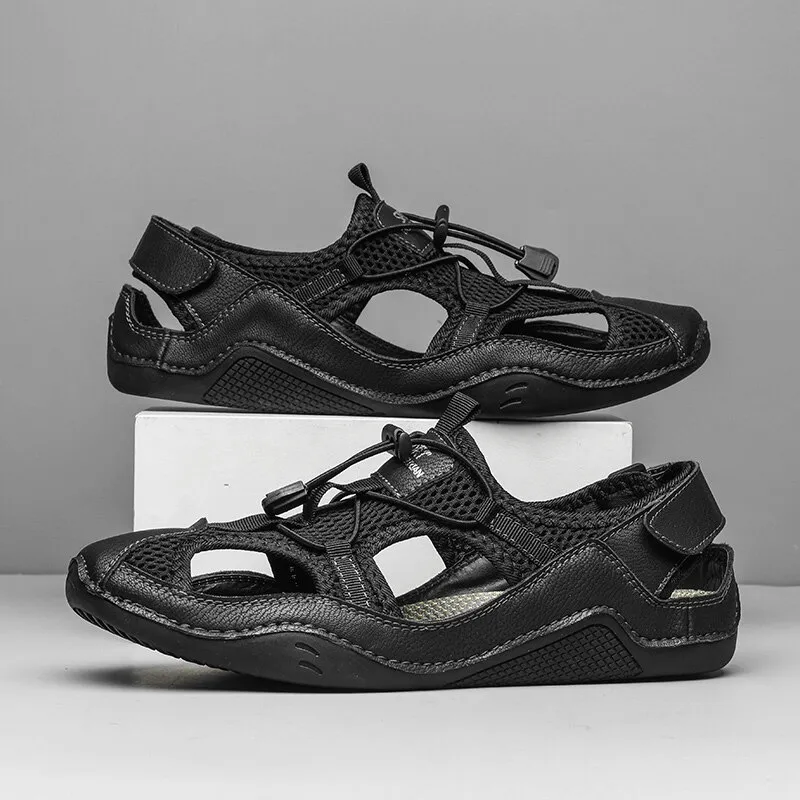 Fashion Outdoor Non-slip Leather Sandals for Men / Male Breathable Casual Shoes