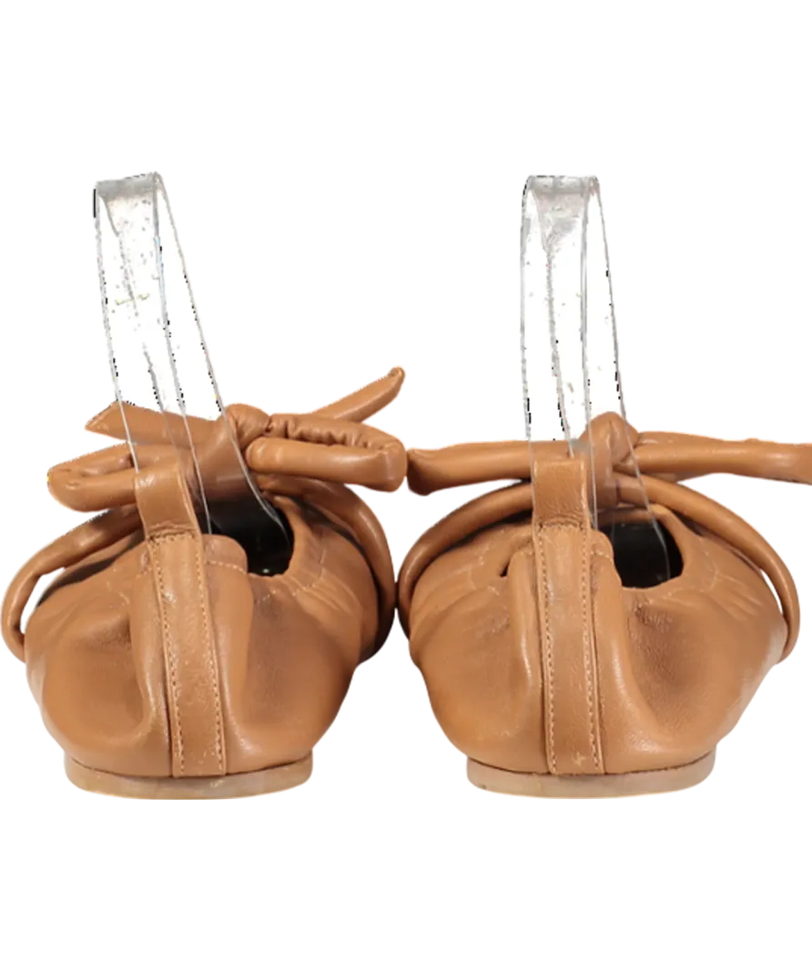 Flattered Brown Polly Flat Leather Pumps UK 7 EU 40 
