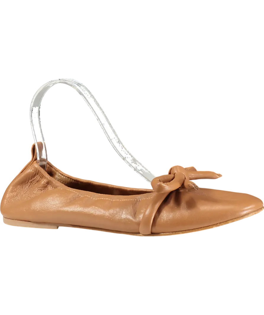 Flattered Brown Polly Flat Leather Pumps UK 7 EU 40 