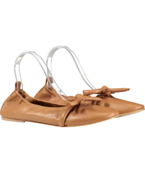 Flattered Brown Polly Flat Leather Pumps UK 7 EU 40 