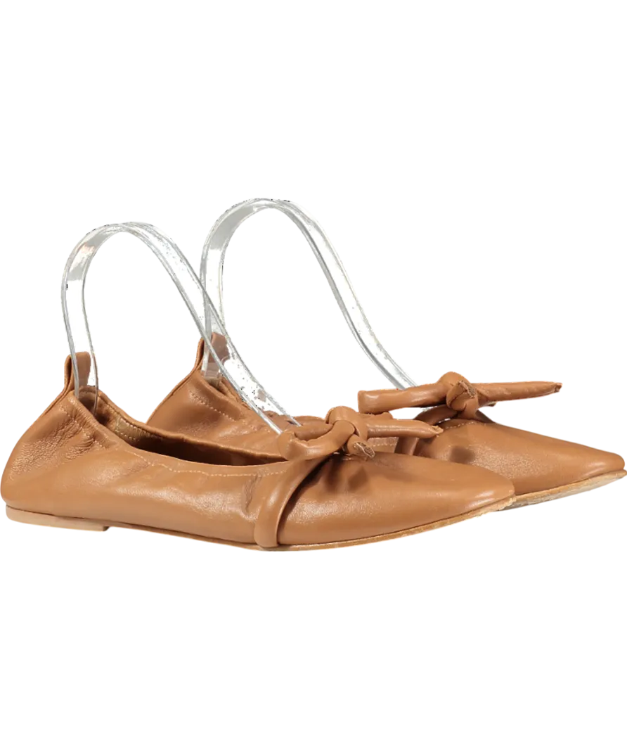 Flattered Brown Polly Flat Leather Pumps UK 7 EU 40 