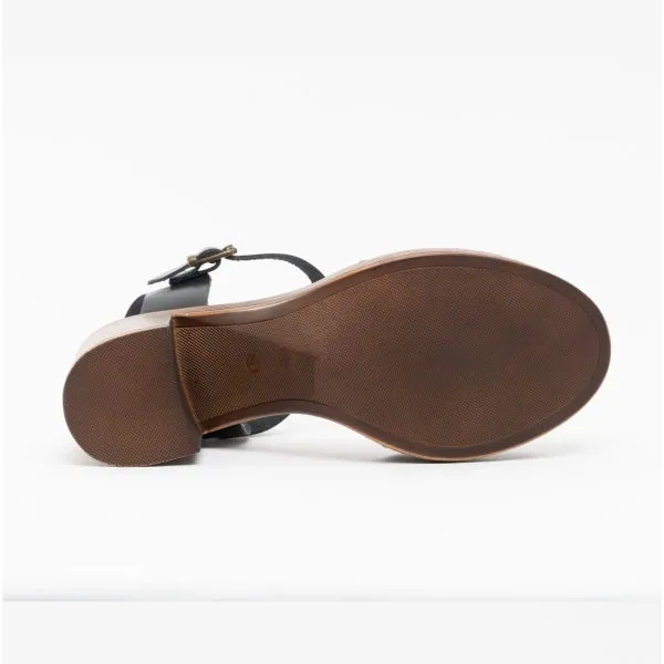 GEORGIA Ladies Leather Heeled Sandals Black