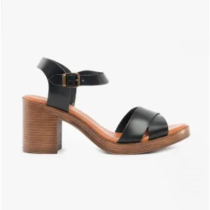 GEORGIA Ladies Leather Heeled Sandals Black