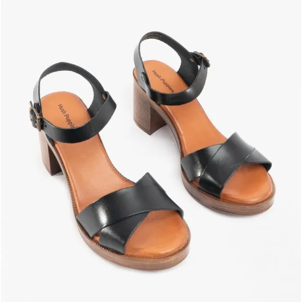 GEORGIA Ladies Leather Heeled Sandals Black