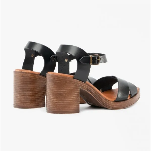 GEORGIA Ladies Leather Heeled Sandals Black