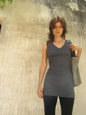 Grey Summer Tunic With Built In Bra