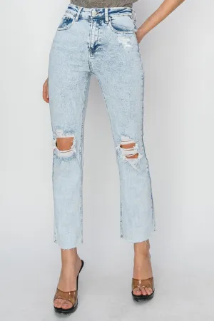 Hazel Blues® |  RISEN High Rise Distressed Ankle Jeans