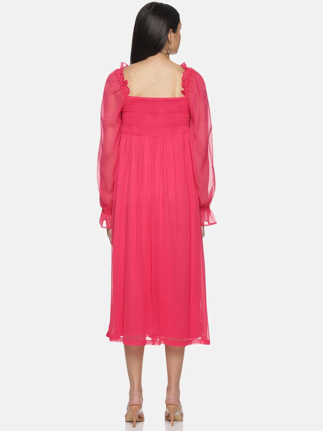 IS.U Solid Balloon Sleeve Midaxi Dress