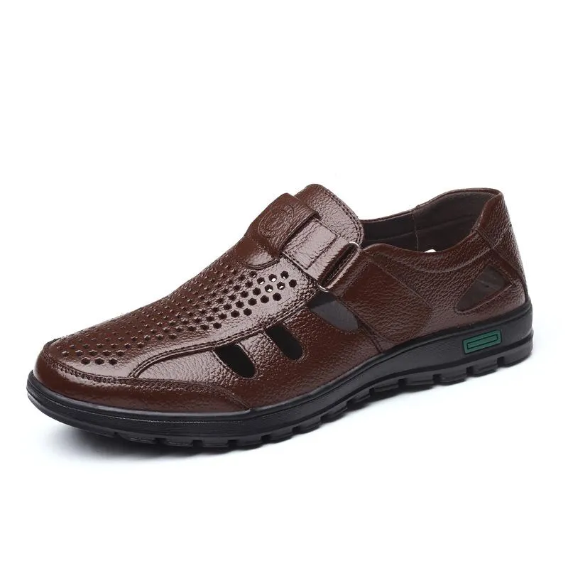 Italian leather orthopedic hollow breathable sandals