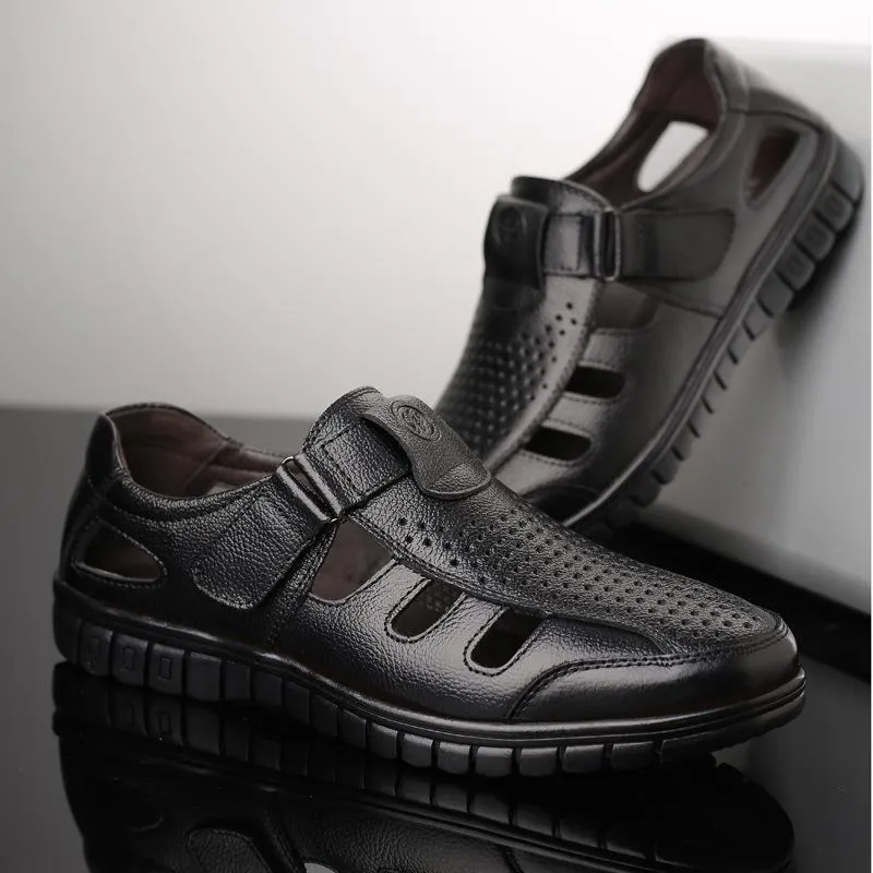 Italian leather orthopedic hollow breathable sandals