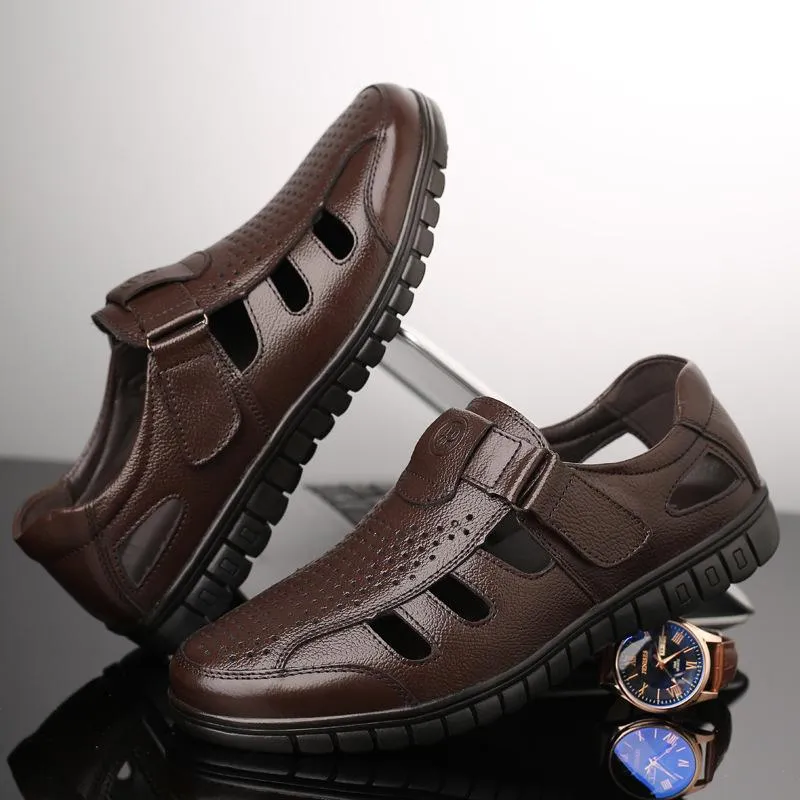 Italian leather orthopedic hollow breathable sandals