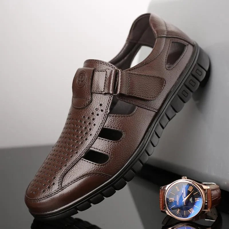 Italian leather orthopedic hollow breathable sandals