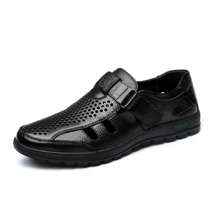 Italian leather orthopedic hollow breathable sandals